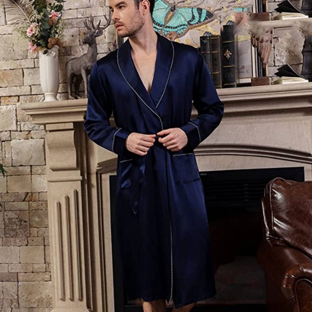 Mens Mulberry Silk Lounge Robe: image 2